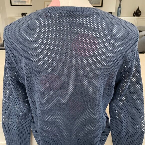 Puma Casual Lg Slv Crew Neck Perforated Knit Sweater Ocean Blue M no fabric tag - Picture 5 of 9